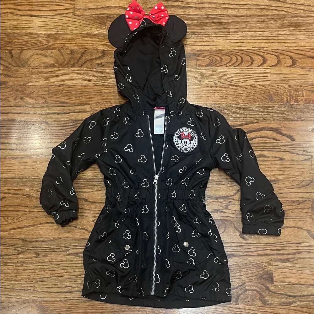 Black Minnie Mouse Hooded Jacket with Ears and Bow girls size 6 Disney
